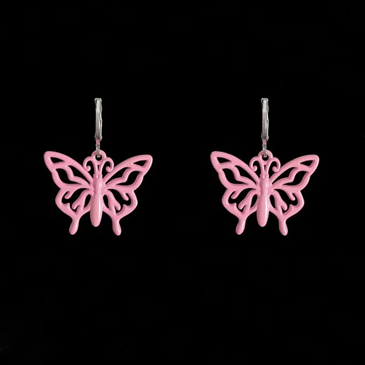 Sweet Heart Shape Dragonfly Butterfly Metal Stoving Varnish Hollow Out Women'S Drop Earrings 1 Pair