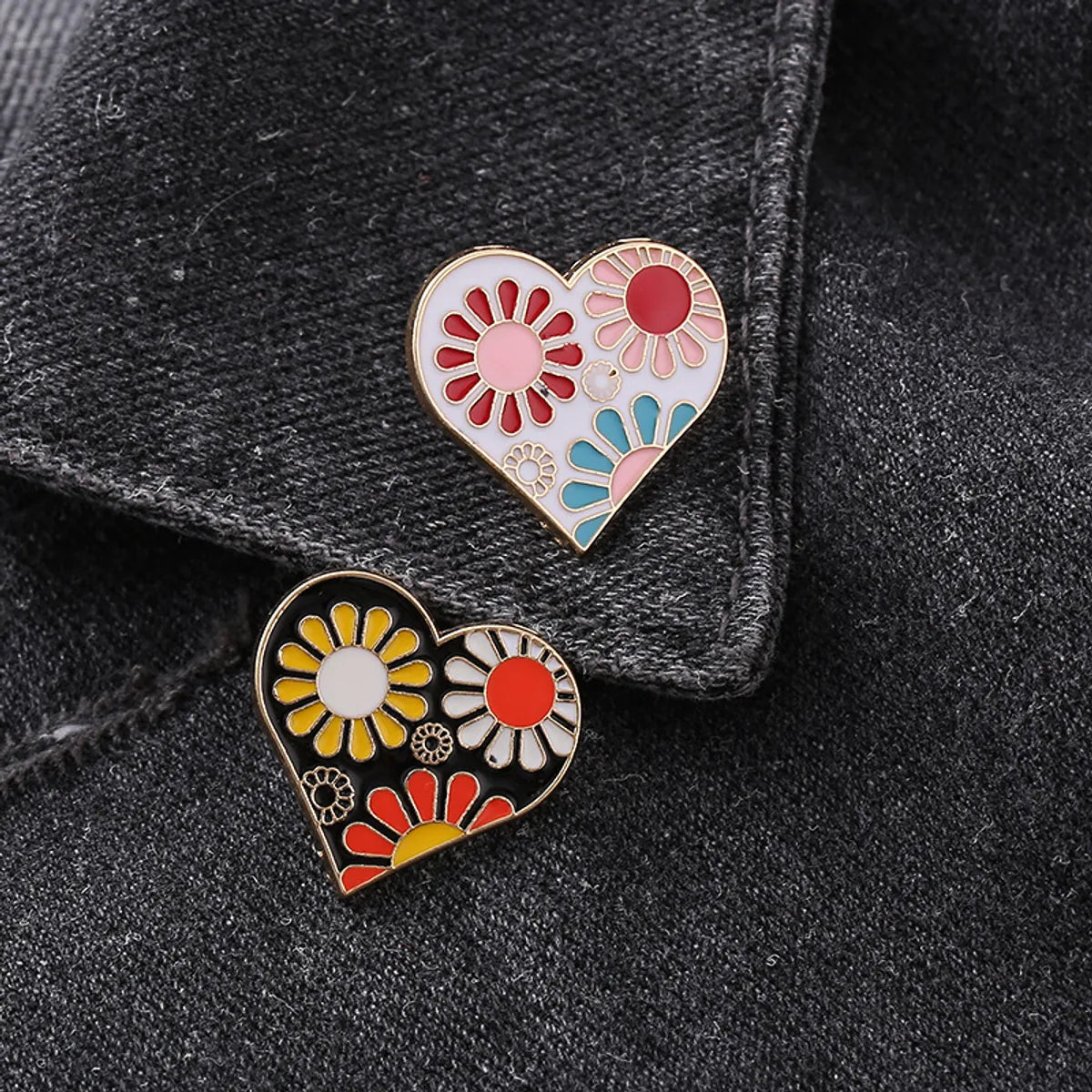 Sweet Heart Shape Flower Alloy Enamel Women'S Brooches