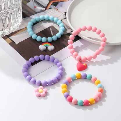 Sweet Heart Shape Flower Arylic Patchwork Women's Bracelets