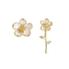 Sweet Heart Shape Flower Copper Plating Inlay Pearl Zircon Drop Earrings Ear Studs 1 Pair