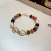 Sweet Heart Shape Flower Shell Alloy Beaded Plating Inlay Rhinestones Opal Women'S Bracelets