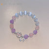 Sweet Heart Shape Flower Shell Alloy Beaded Plating Inlay Rhinestones Opal Women'S Bracelets