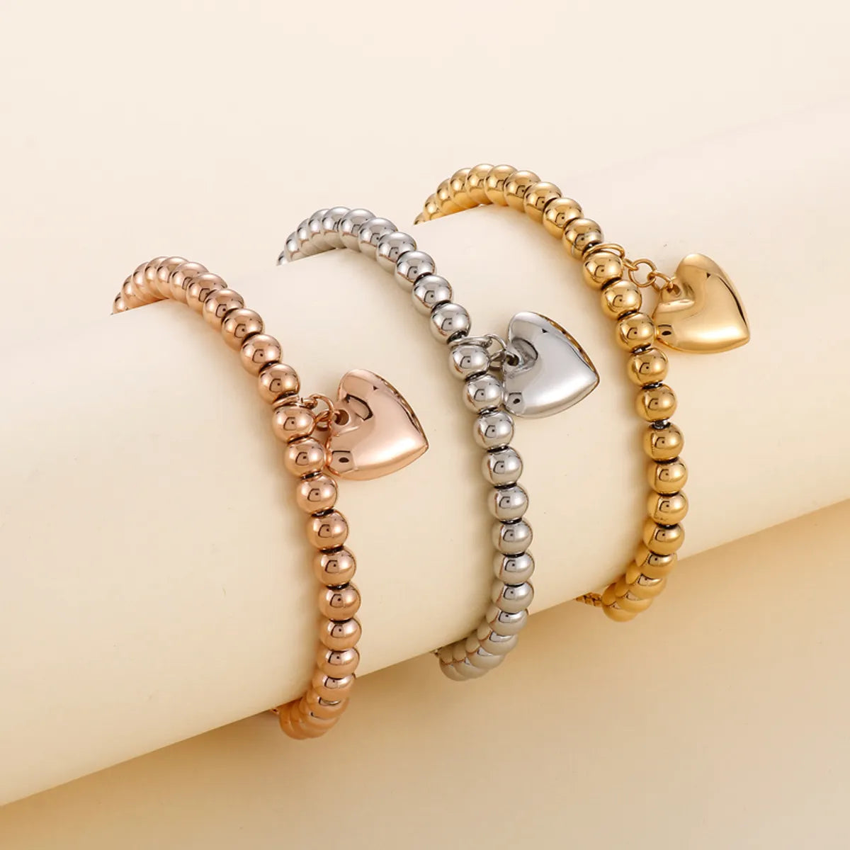 Sweet Heart Shape Stainless Steel 18K Gold Plated Bracelets In Bulk