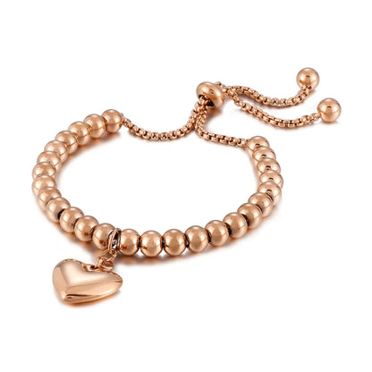 Sweet Heart Shape Stainless Steel 18K Gold Plated Bracelets In Bulk