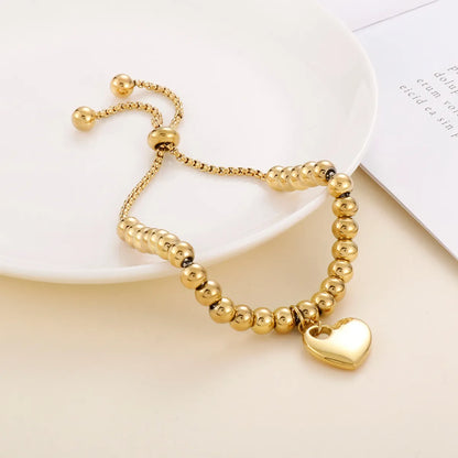 Sweet Heart Shape Stainless Steel 18K Gold Plated Bracelets In Bulk