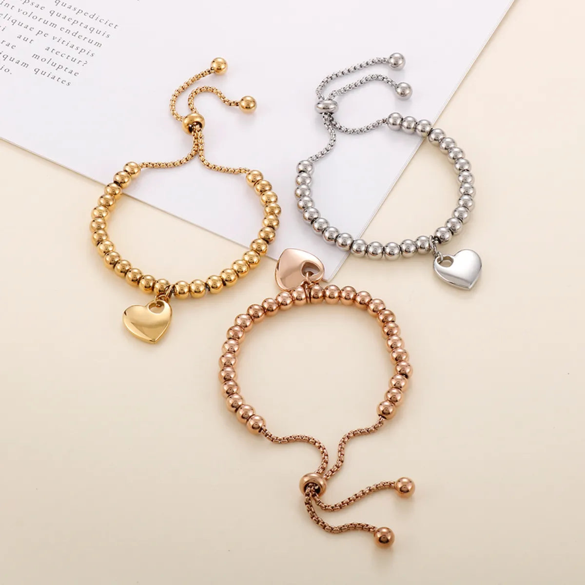 Sweet Heart Shape Stainless Steel 18K Gold Plated Bracelets In Bulk