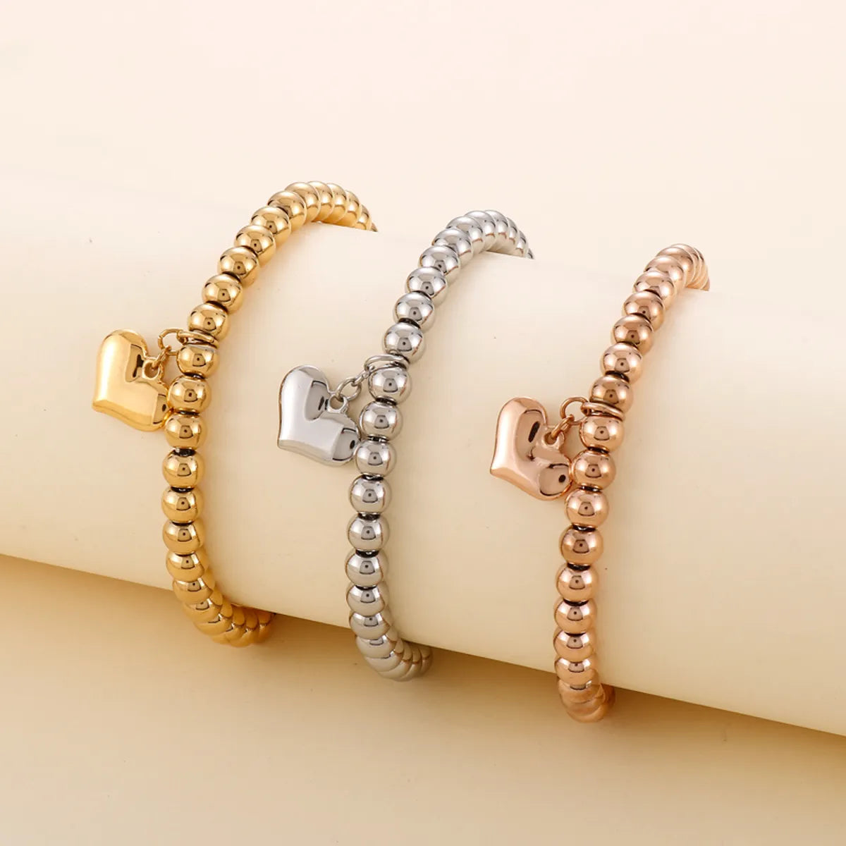 Sweet Heart Shape Stainless Steel 18K Gold Plated Bracelets In Bulk