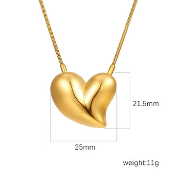 Wholesale Jewelry Sweet Heart Shape Stainless Steel 18K Gold Plated Pendant Necklace