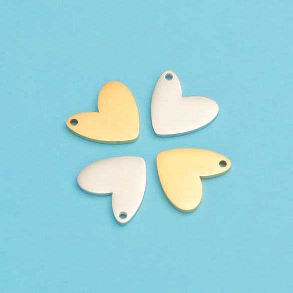 1 Piece Stainless Steel 18K Gold Plated Customization Laser Engraving Heart Shape