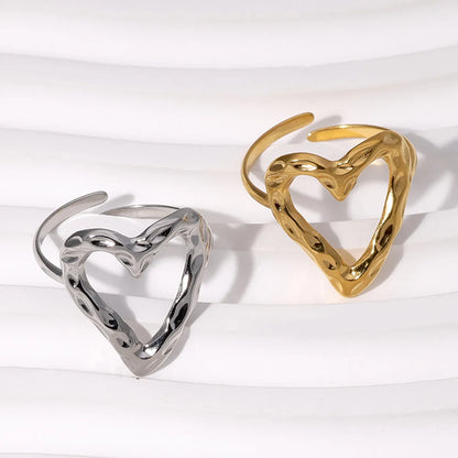 Sweet Heart Shape Stainless Steel Plating Gold Plated Open Rings