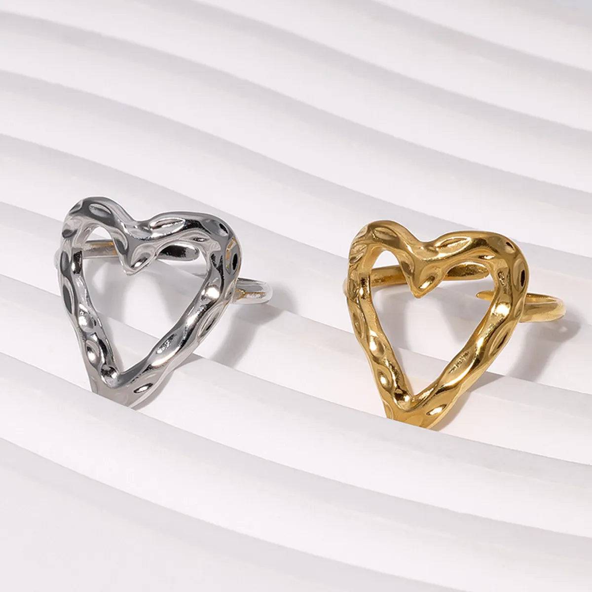 Sweet Heart Shape Stainless Steel Plating Gold Plated Open Rings