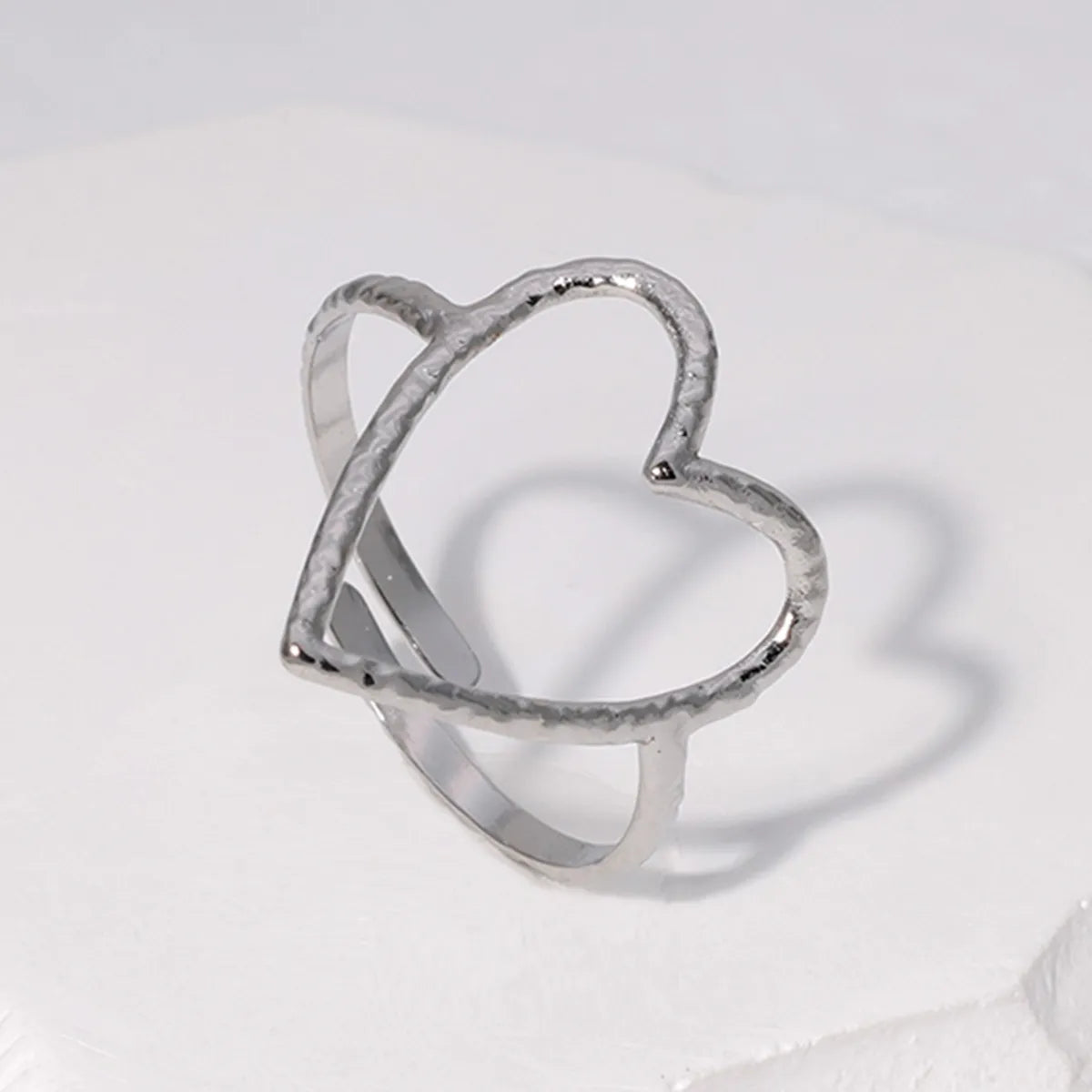 Sweet Heart Shape Stainless Steel Plating Hollow Out Open Ring