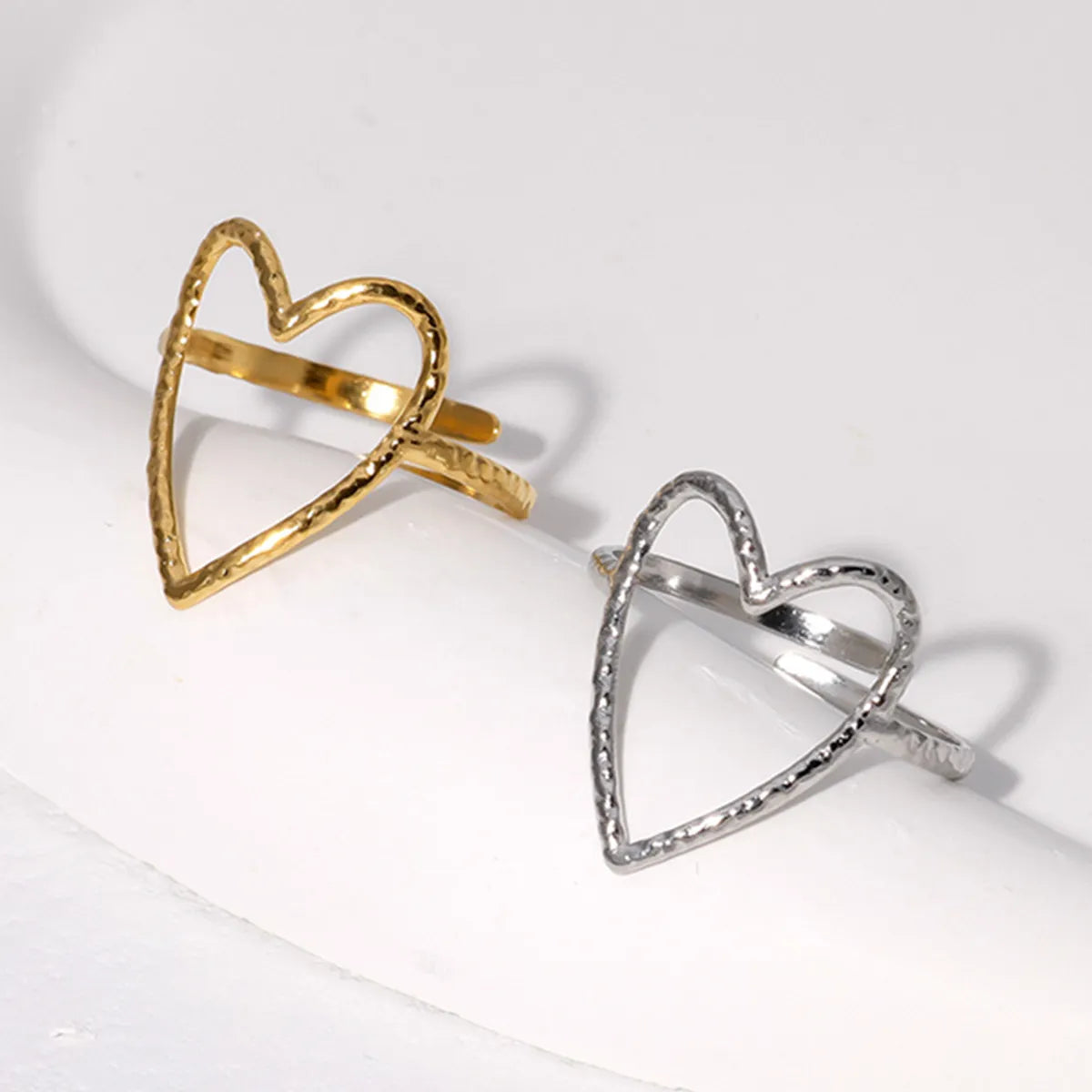 Sweet Heart Shape Stainless Steel Plating Hollow Out Open Ring