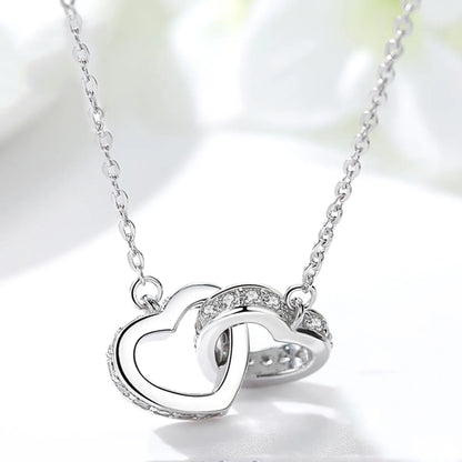 Sweet Heart Shape Sterling Silver Pendant Necklace Zircon 925 Silver Necklaces