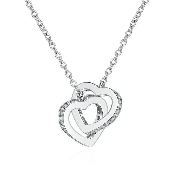 Sweet Heart Shape Sterling Silver Plating Inlay Moissanite Zircon Pendant Necklace