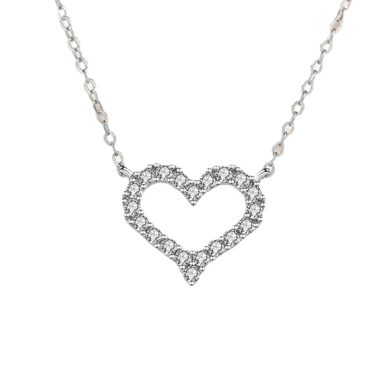 Sweet Heart Shape Sterling Silver Plating Inlay Zircon Pendant Necklace