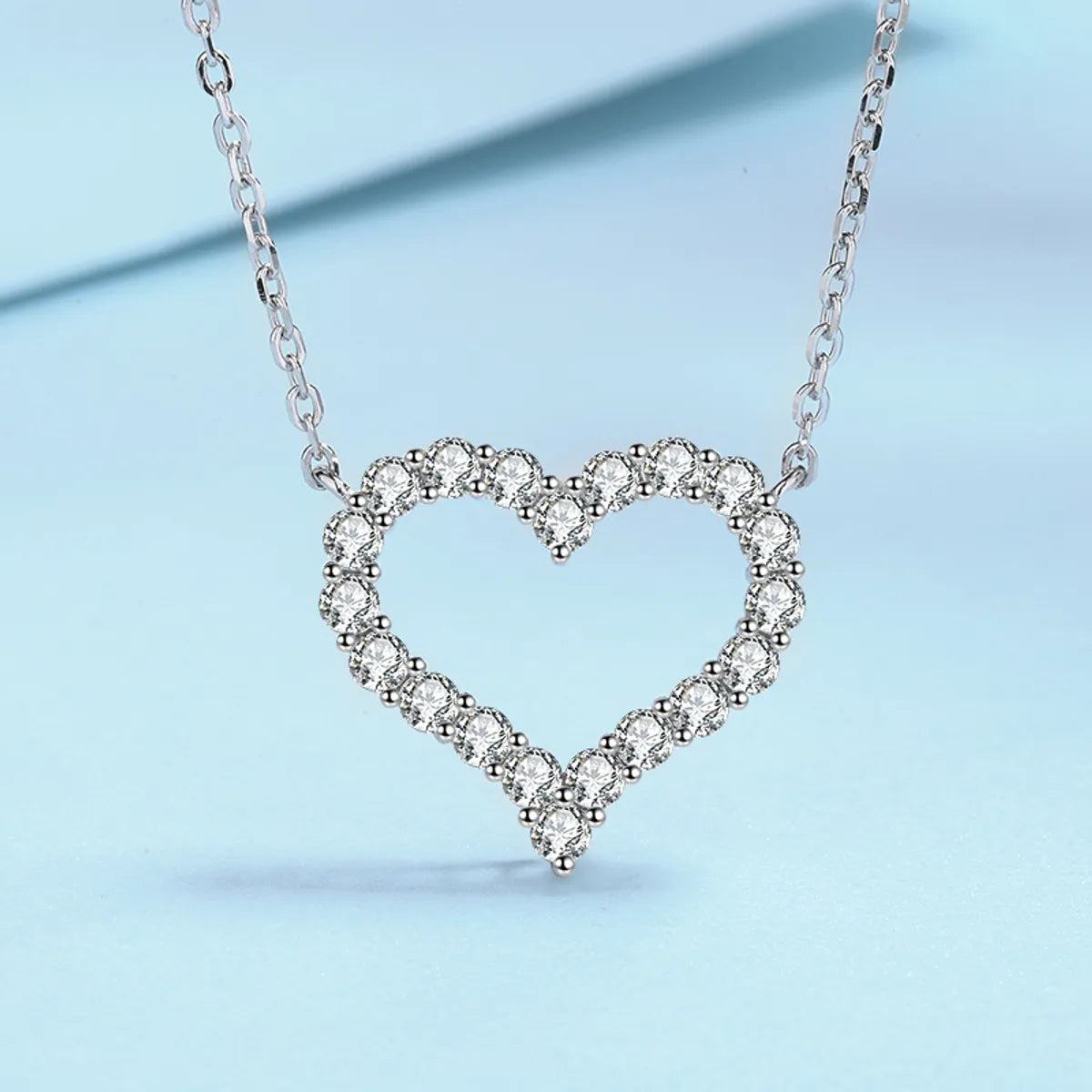 Sweet Heart Shape Sterling Silver Plating Inlay Zircon Pendant Necklace