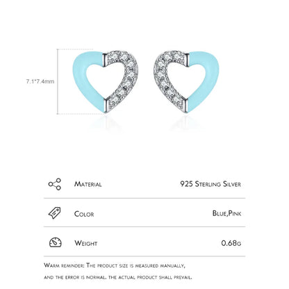 Sweet Heart Shape Sterling Silver Plating Inlay Zircon Rhodium Plated Bracelets Earrings