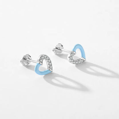 Sweet Heart Shape Sterling Silver Plating Inlay Zircon Rhodium Plated Bracelets Earrings