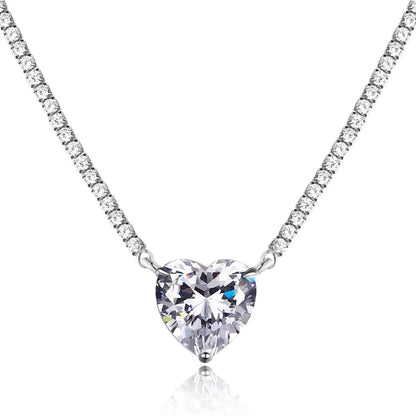 Sweet Heart Shape Sterling Silver Plating Zircon Pendant Necklace