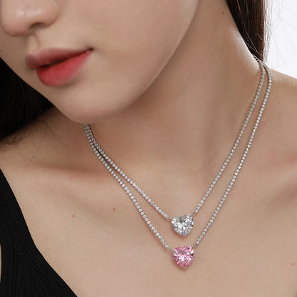 Sweet Heart Shape Sterling Silver Plating Zircon Pendant Necklace