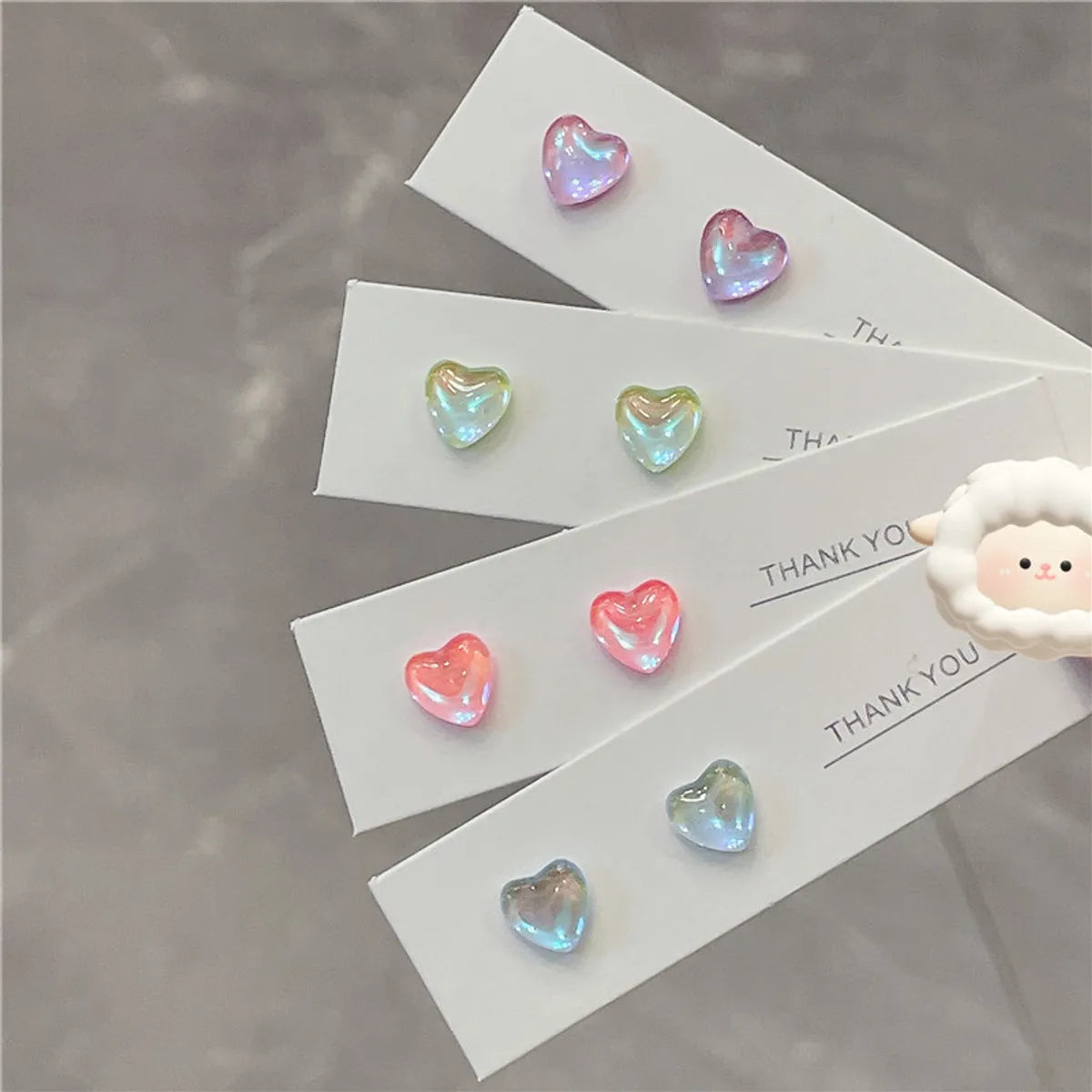 Sweet Heart Shape Synthetic Resin Women'S Ear Studs 1 Pair