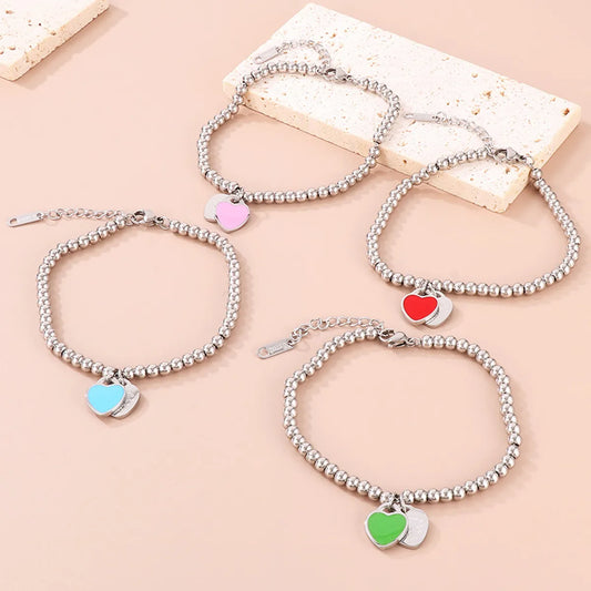 Sweet Heart Shape Titanium Steel Bracelets