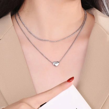 Sweet Heart Shape Titanium Steel Chain Necklace