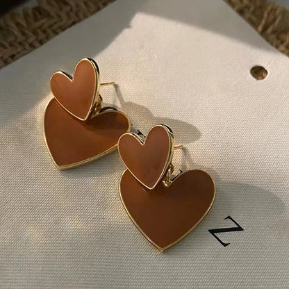 1 Pair Sweet Heart Shape Titanium Steel Earrings