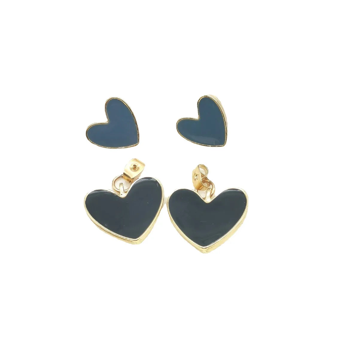 1 Pair Sweet Heart Shape Titanium Steel Earrings