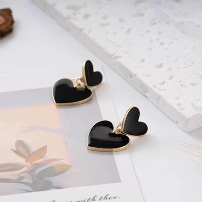 1 Pair Sweet Heart Shape Titanium Steel Earrings