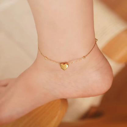 Sweet Heart Shape Titanium Steel Plating Bracelets Anklet