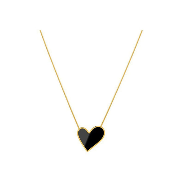 Wholesale Jewelry Sweet Heart Shape 304 Stainless Steel Acrylic 18K Gold Plated Plating Necklace