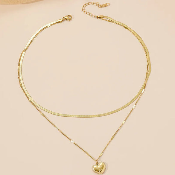 Wholesale Jewelry Sweet Heart Shape 304 Stainless Steel 18K Gold Plated Plating Pendant Necklace