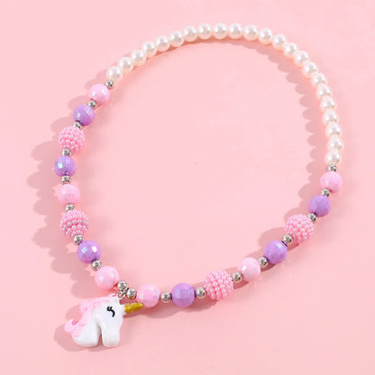 Sweet Heart Shape  Resin Beaded Girl'S Necklace 1 Piece