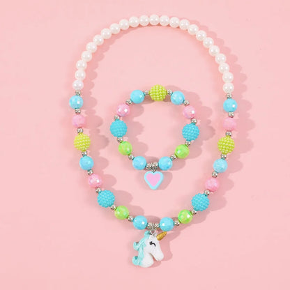 Sweet Heart Shape  Resin Beaded Girl'S Necklace 1 Piece