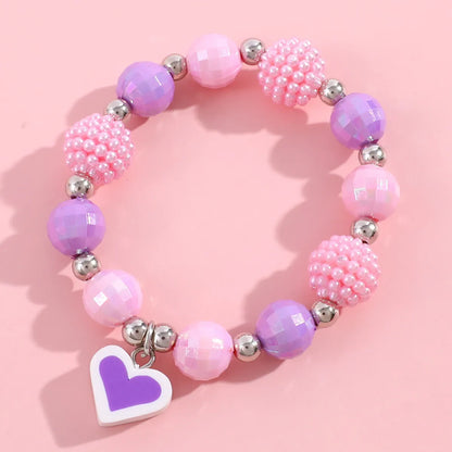 Sweet Heart Shape  Resin Beaded Girl'S Necklace 1 Piece