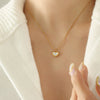 Sweet Heart Shell 316L Stainless Steel Necklace Earrings Bracelet Threepiece Women's Jewelry With Electroplating Treatment