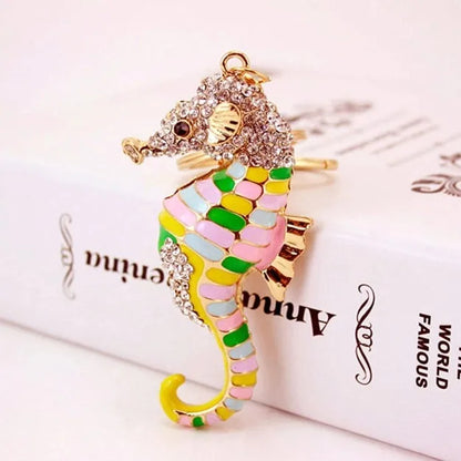 Sweet Hippocampus Zinc Alloy Plating Inlay Rhinestones Women'S Bag Pendant Keychain