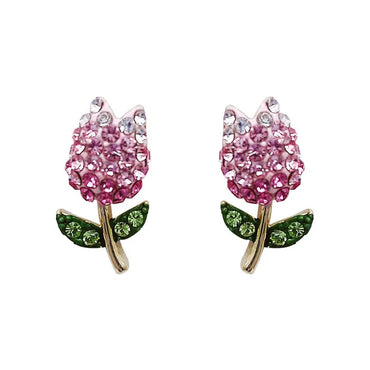 Sweet Korean Style Flower Alloy Inlay Rhinestones Women'S Ear Studs