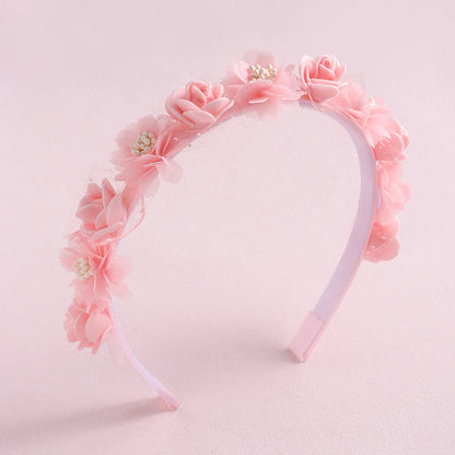 Sweet Leaf Flower Bow Knot Imitation Pearl Polyester Hair Band