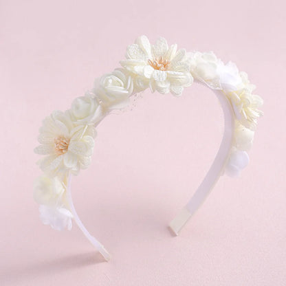 Sweet Leaf Flower Bow Knot Imitation Pearl Polyester Hair Band