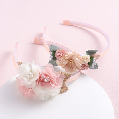 Sweet Leaf Flower Bow Knot Imitation Pearl Polyester Hair Band