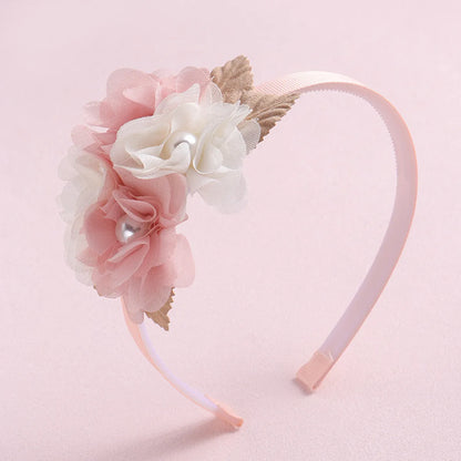 Sweet Leaf Flower Bow Knot Imitation Pearl Polyester Hair Band