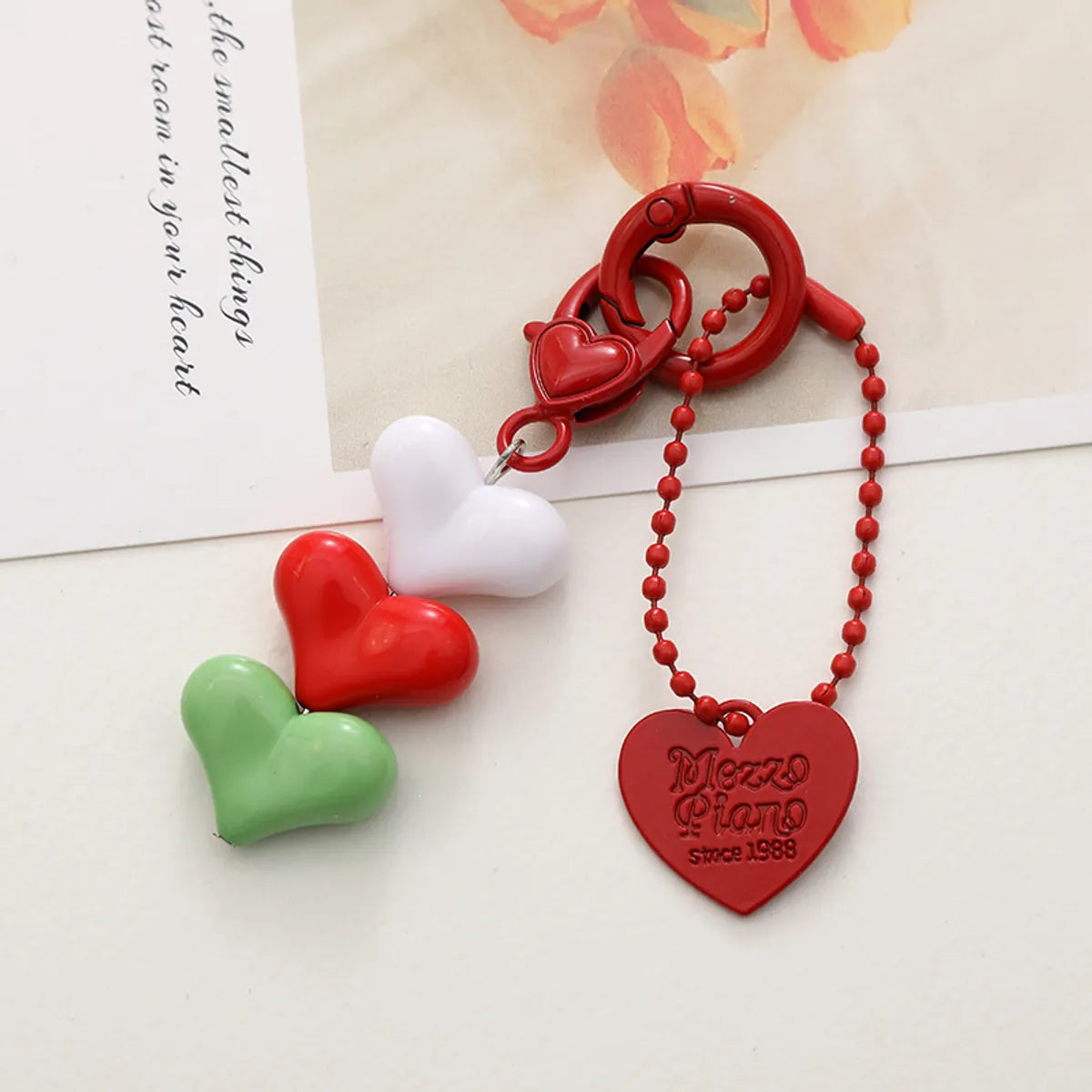 Sweet Letter Heart Shape Arylic Stoving Varnish Bag Pendant Mobile Phone Chain Keychain