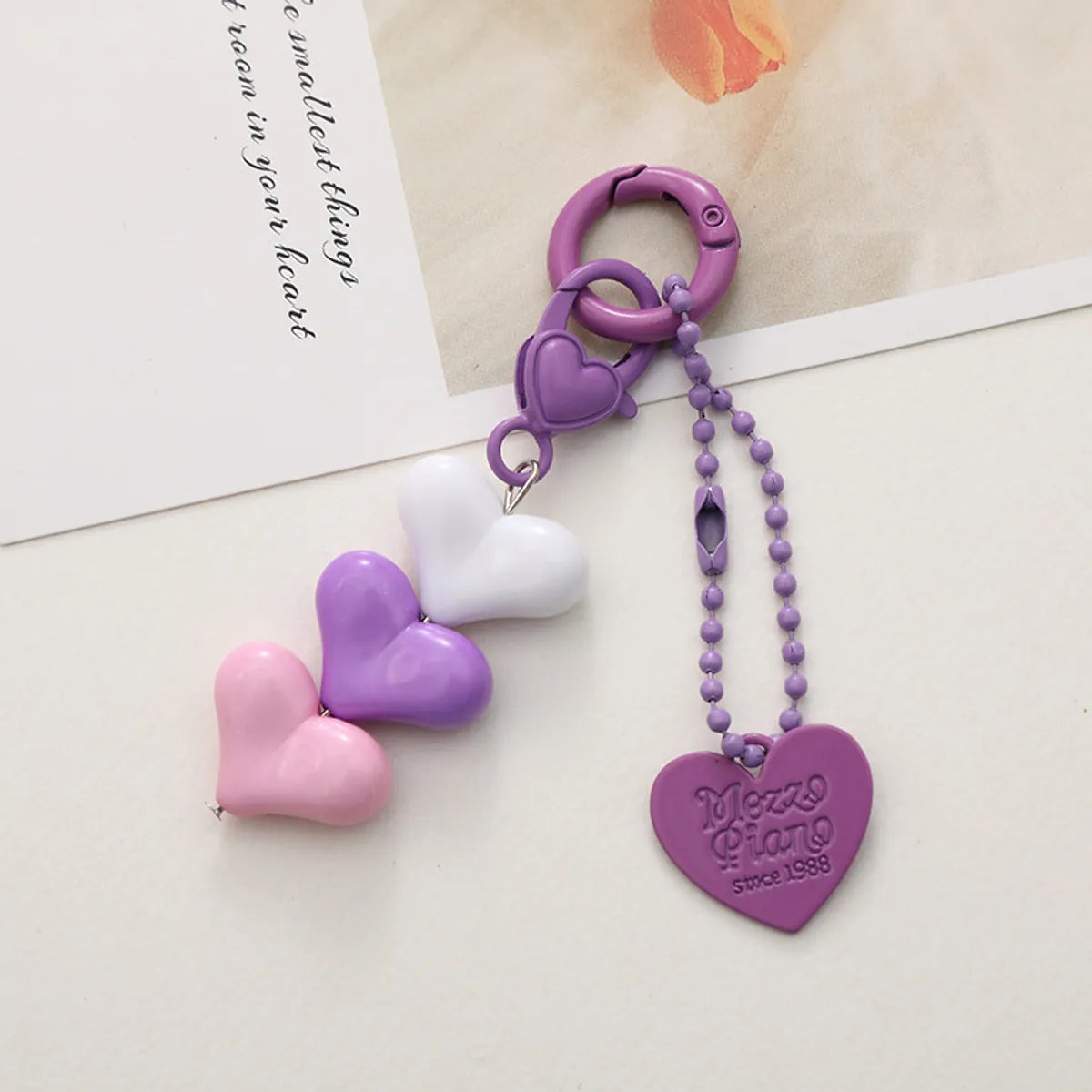 Sweet Letter Heart Shape Arylic Stoving Varnish Bag Pendant Mobile Phone Chain Keychain