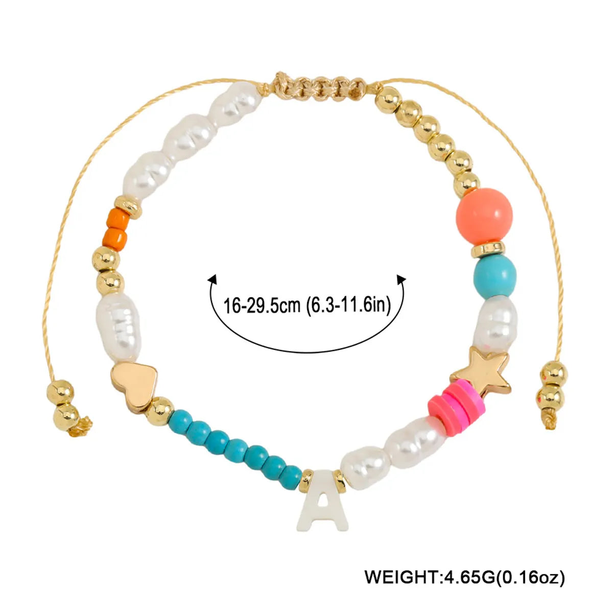 Sweet Letter Heart Shape Imitation Pearl Rope Beaded Women's Bracelets