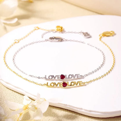 Sweet Letter Heart Shape Sterling Silver Plating Inlay Zircon Bracelets