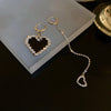 Sweet Letter Plaid Heart Shape Metal Inlay Artificial Pearls Rhinestones Shell Women'S Earrings 1 Pair