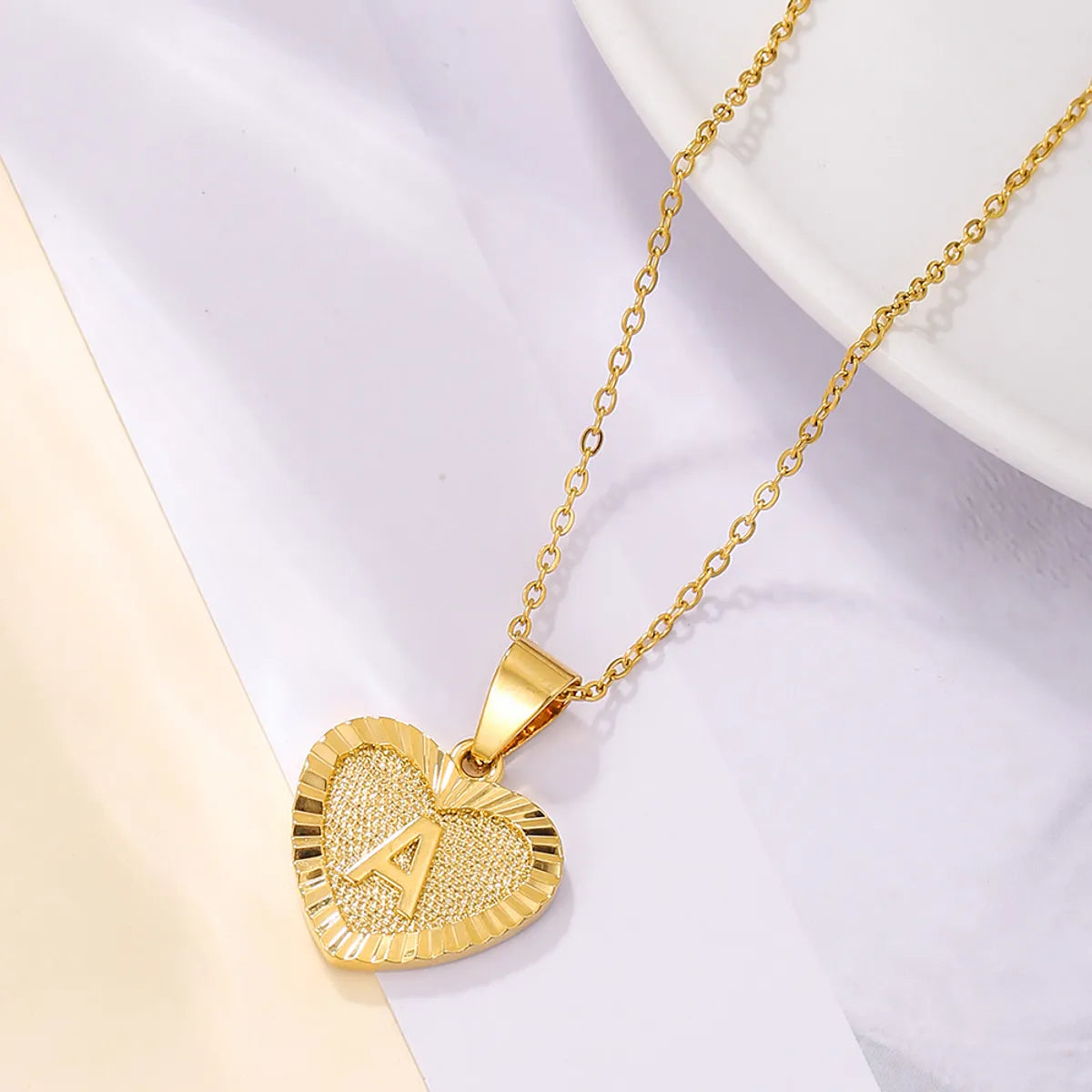 Sweet Letter Stainless Steel Copper Plating Inlay Zircon 18k Gold Plated Pendant Necklace